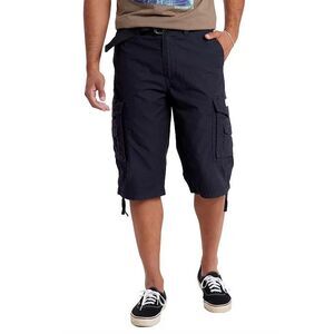 UNIONBAY Cordova Messenger Belted Cargo Shorts Mens 30 Black Flip Pockets NEW